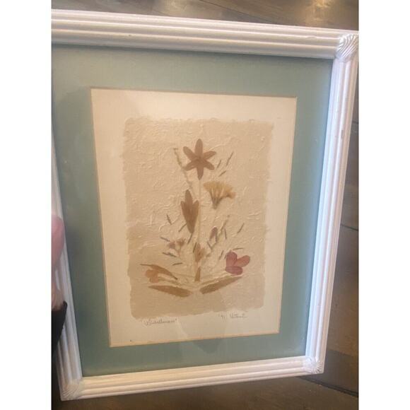 Vintage Framed Dried Wildflowers-Painted Over & Signed By Artist 1991 9x11 Frame - Picture 5 of 8